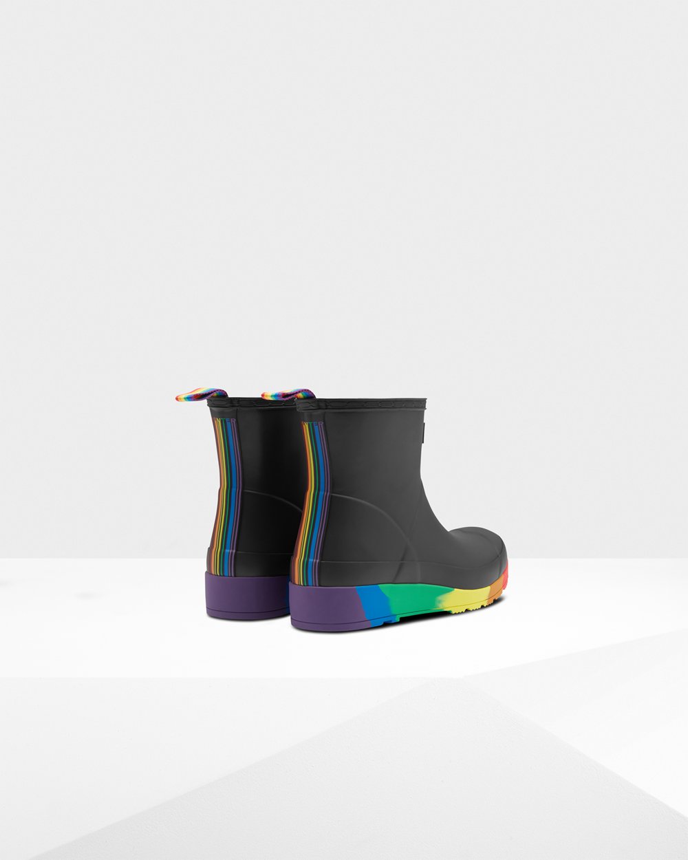 Play Botas Hunter Mujer - Original Pride Flatform Rain - Negros - KSBFPZV-89